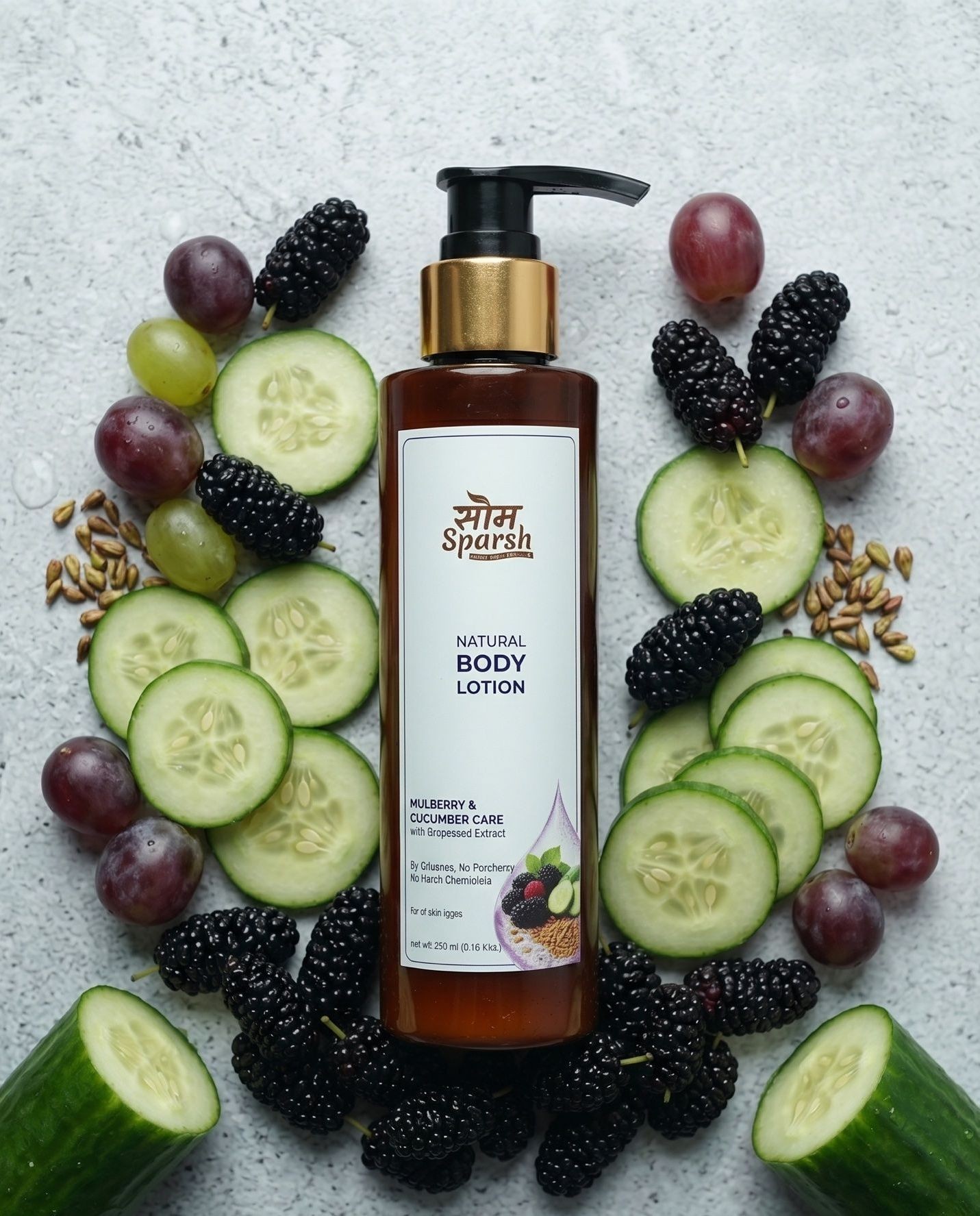 Natural Body Lotion — Mulberry & Cucumber Care | With Grapeseed Extract